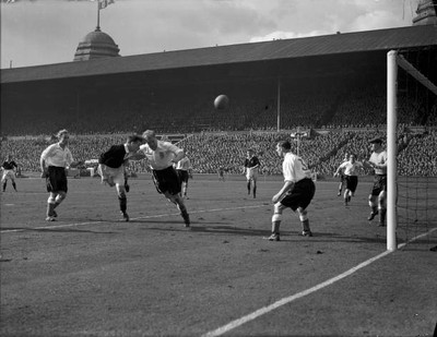 #ad #ad Scotlands Lawrie Reilly heads towards goal under pressure from 1951 Old Photo AU $9.00