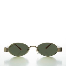Gunmetal 90s Oval Micro Sunglasses - Luna