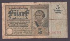 GER-209b) — Old: Ro. 164b) - Rentenbank note, Berlin; 5 Rentenmark from 2.1.1926