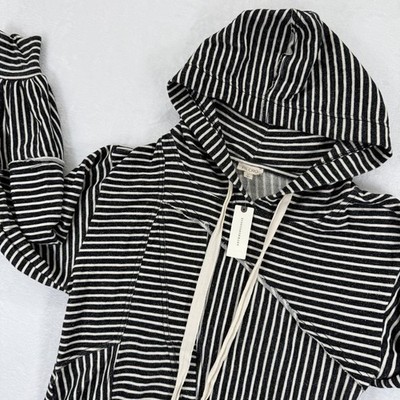 PILCRO Anthropologie Striped Hoodie Tunic XS Black White Cotton
