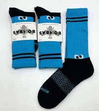 BOMBAS 3 Pairs Men's Cushion Everyday Solid Calf Socks Size Large 9.5-13 Blue