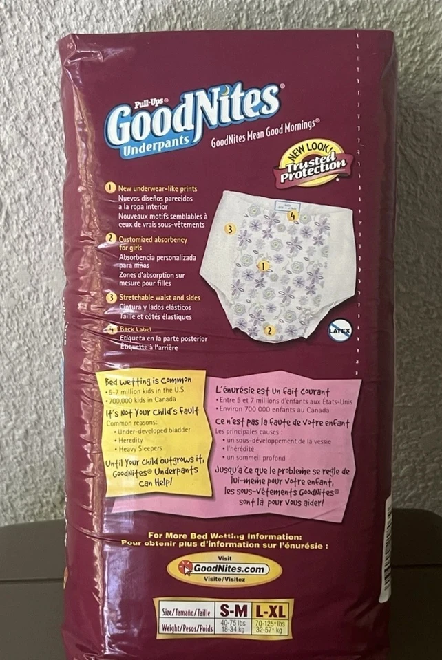 Винтажный 2004 GoodNites молодежи девочек подтягивания трусы 13 L / XL подгузники - Изображение 2 из 4
