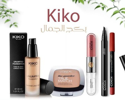 Kiko & L'Oreal Makeup Set - Foundation, Powder, Lipstick & Eyeliner
