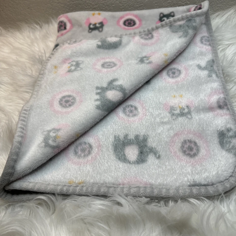 Mantas y más allá elefantes búhos bebé manta rosa gris círculos felpa Foto 3 de 3