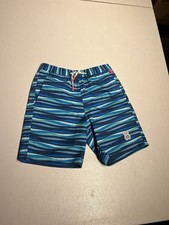 Psycho Bunny Shorts Boy  s 5 6 Blue Striped Bunny Swim Trunks Logo Kids Lined