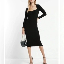 NWT Express Black Knit Sweetheart MIDI Dress