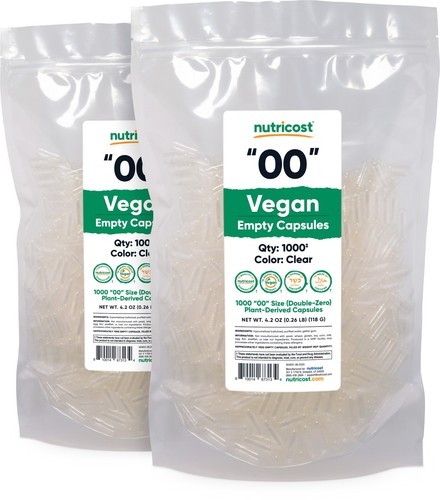 Nutricost Capsule Vuote Taglia 00 Vegan - 1.000 Capsule Vegetali Vuote Trasparenti - Foto 4 di 5
