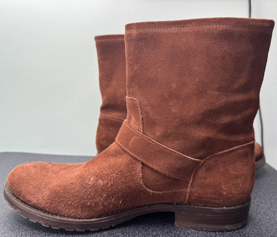 Botas Frye Natalie Hebilla Corta Marrón Gamuza Para Mujer Talla 10 Foto 2 de 4