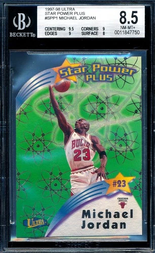 MICHAEL JORDAN 1997-98 FLEER ULTRA STAR PLUS BGS 8.5 INSERT CARD #1! 9.5/9/9