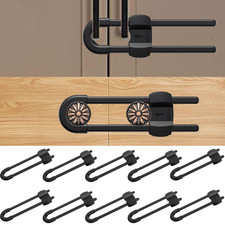  10 Pack Black 4 Button Cabinet Locks, U-Shaped Proofing Drawers Safety Child L