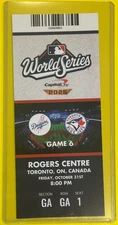 2025 MLB WORLD SERIES Replica Ticket Stub LA DODGERS @ TORONTO BLUE JAYS Game 6