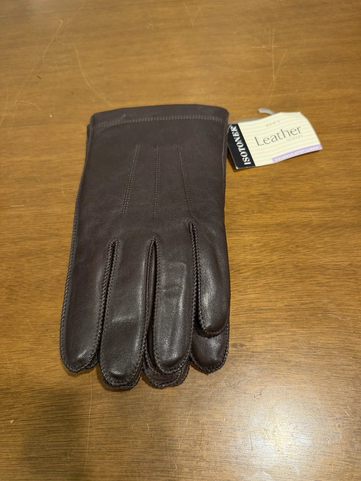 Isotoner Leather Thinsulate Lined Gloves XLG Brown NWT