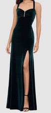 Blondie Nites Juniors' Women's Green Long Velvet Pinch Gown Dress Size 7