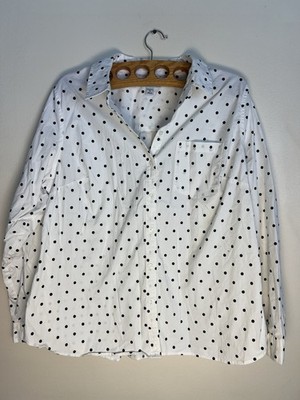 Croft & Barrow Women's Polka Dot Button Down Shirt Size 1X