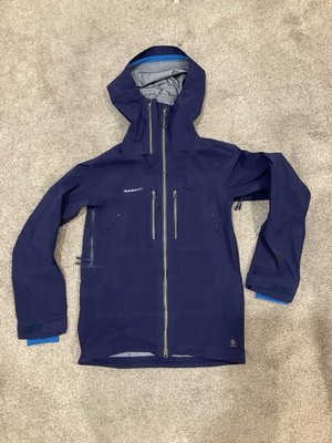 Men s Medium Mammut Alvier Hooded Jacket Blue Gore Tex