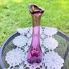 Vintage Sommerso Art Glass Amethyst Swung Vase  9.25" Purple Swedish or Murano