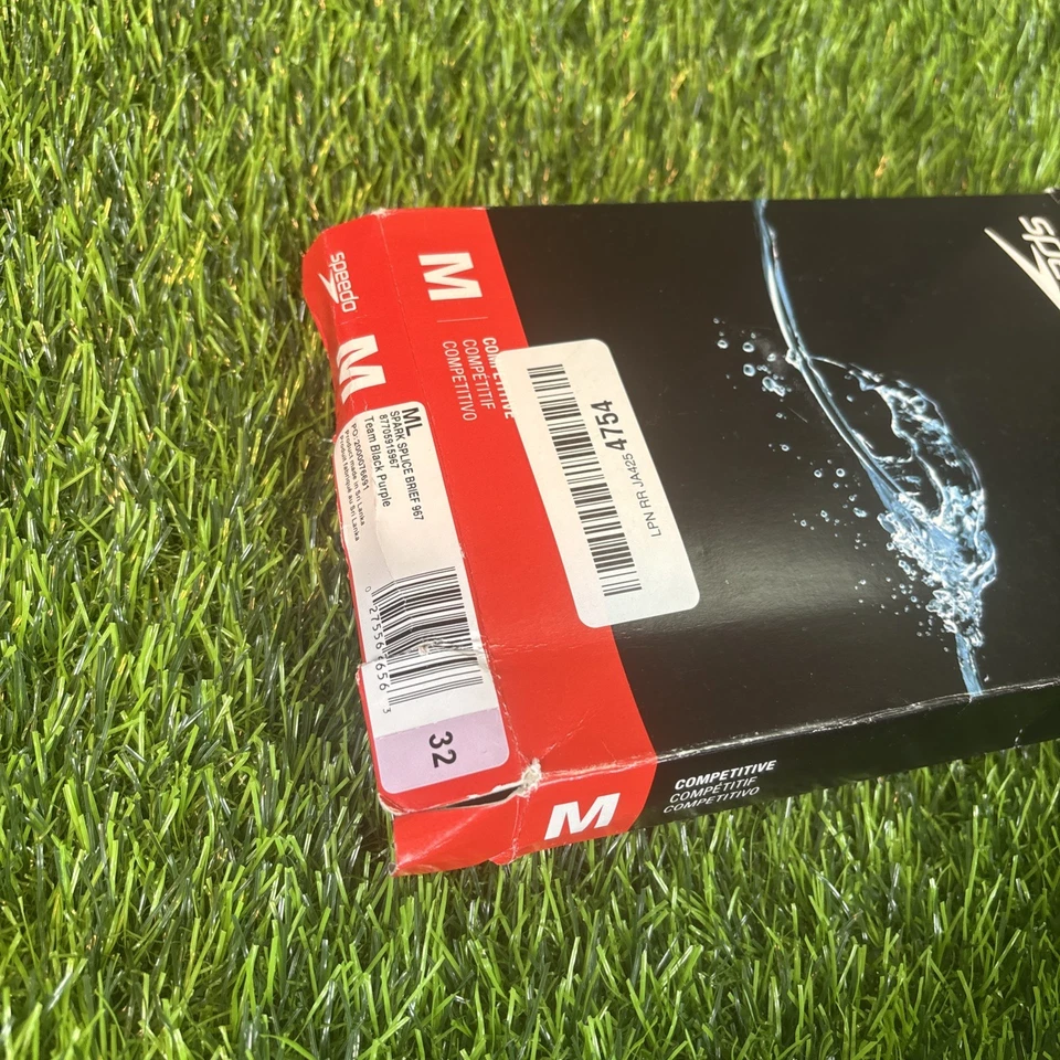 Calzoncillo de natación competitivo Speedo para hombre talla mediana púrpura negro nuevo con etiquetas caja abierta  Foto 4 de 4