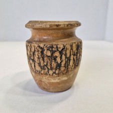 Vintage Hand Turned Vase Natural Wood Rustic Live Edge Bark 3"