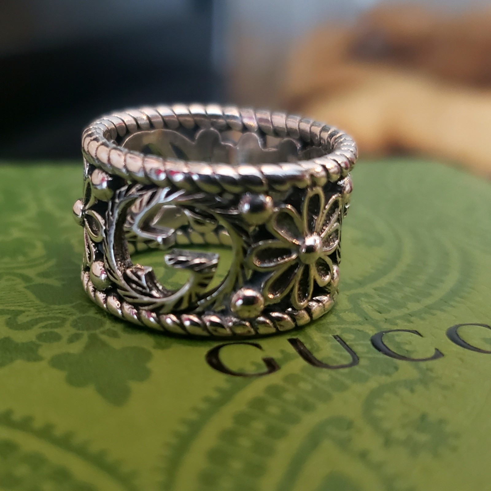 Gucci Sterling Silver Ring With Box/papers Size 8 thumbnail 2