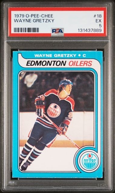 1979 O-PEE-CHEE - WAYNE GRETZKY - #18 RC ROOKIE - PSA 5 - HOF - BLUE LINES