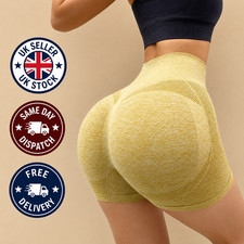 Womens High Waisted Scrunch Bum Gym Shorts Yoga Running Fitness Workout Shorts
