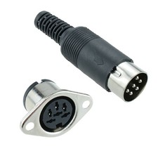 Pair 6-Pin DIN Panel Mount Socket  Plug Connector