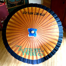 Beautiful Antique Wood  Waxed Fabric Advertising UMBRELLA Fish Net  Twine Co.