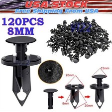 120pcs 8mm Bumper Clips Retainer Auto Car Plastic Rivets Fastener Fender Push