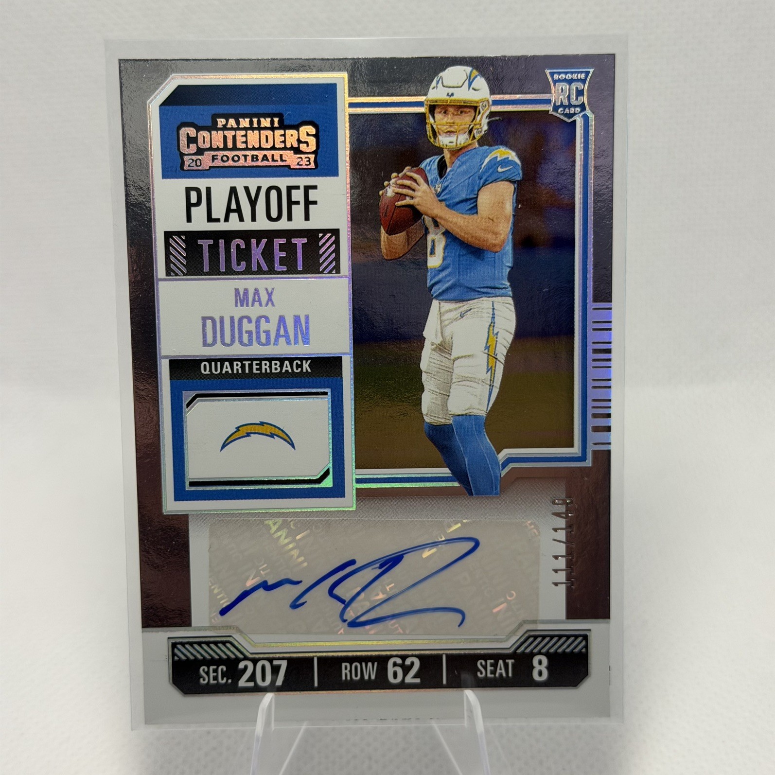 2023 Panini Contenders- Max Duggan Playoff Ticket Auto (RC) /149 Chargers