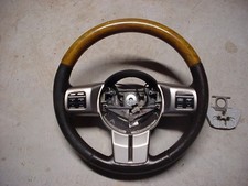 2011-13 Jeep Grand Cherokee Overland Steering Wheel Black Leather Wood W Radio