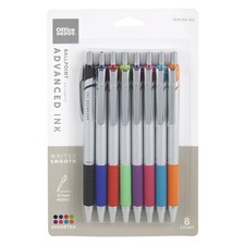 Pack Of 8 Advanced 8 0.7 mm Ink Retractable Ballpoint Pens Needle