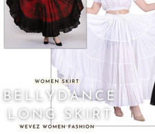 Women's 25 Yard Hippie 4 Tier Bohemian Flamenco Gypsy Bombazo Caribbean Skirt Z