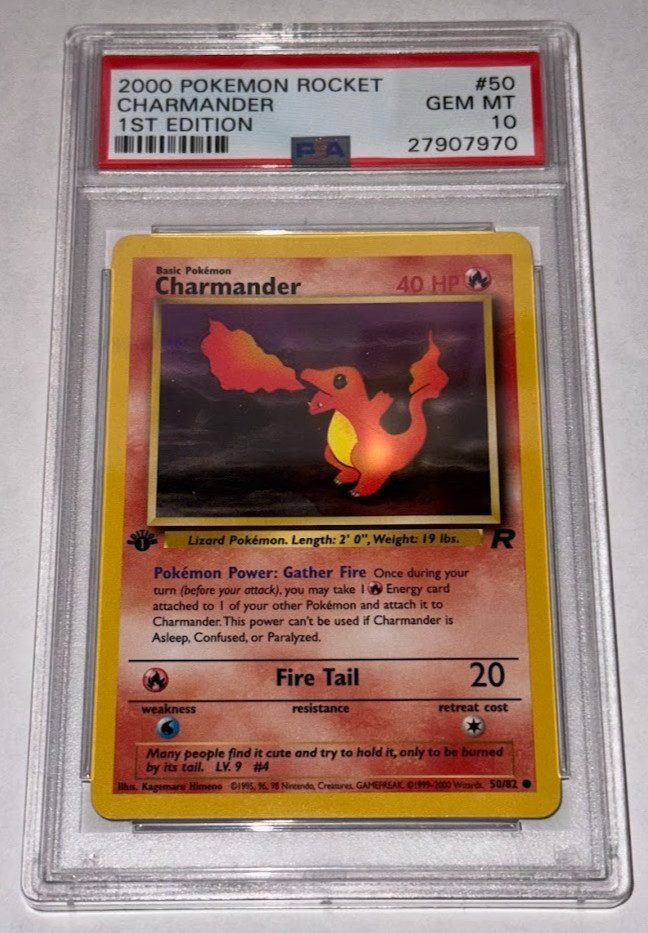 2000 Pokémon Team Rocket Charmander 1st Edition PSA 10 Gem Mint #50