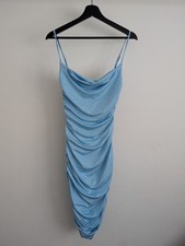 Womens Shein Parthea Light Blue cowl neck Summer dress UK S 8-10