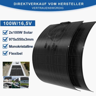 200W Solarmodul Flexibel Monokristalline Solarpanel für Wohnmobile Balkone Boote
