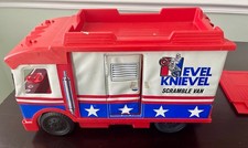 EVEL KNIEVEL SCRAMBLE VAN, ACCESSORIES, STUNT CYCLE, CRASH CAR. FOR PARTS MOSTLY