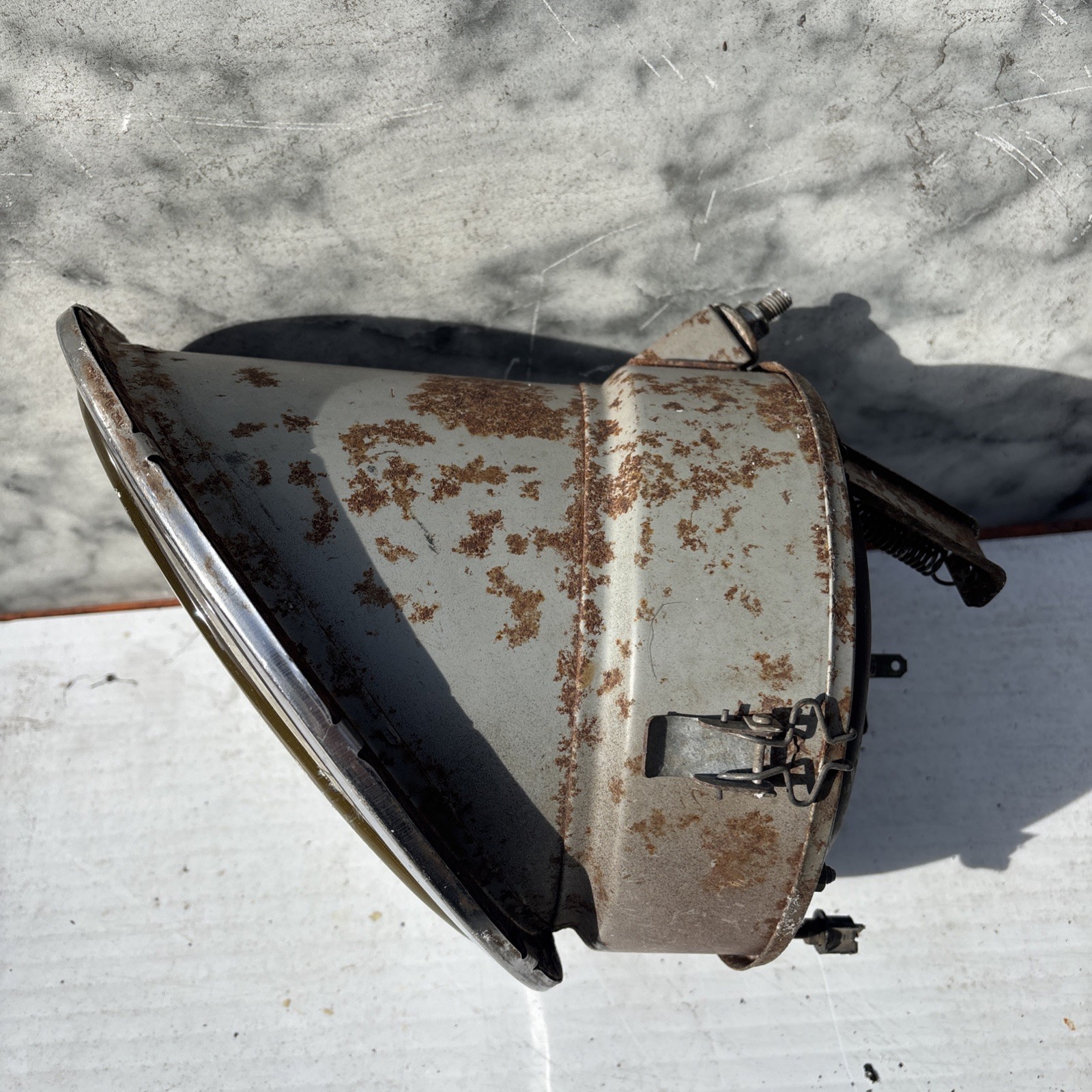 Lamborghini Miura, Carello headlight assembly.  Early Fiat 850 Spider # 9916591