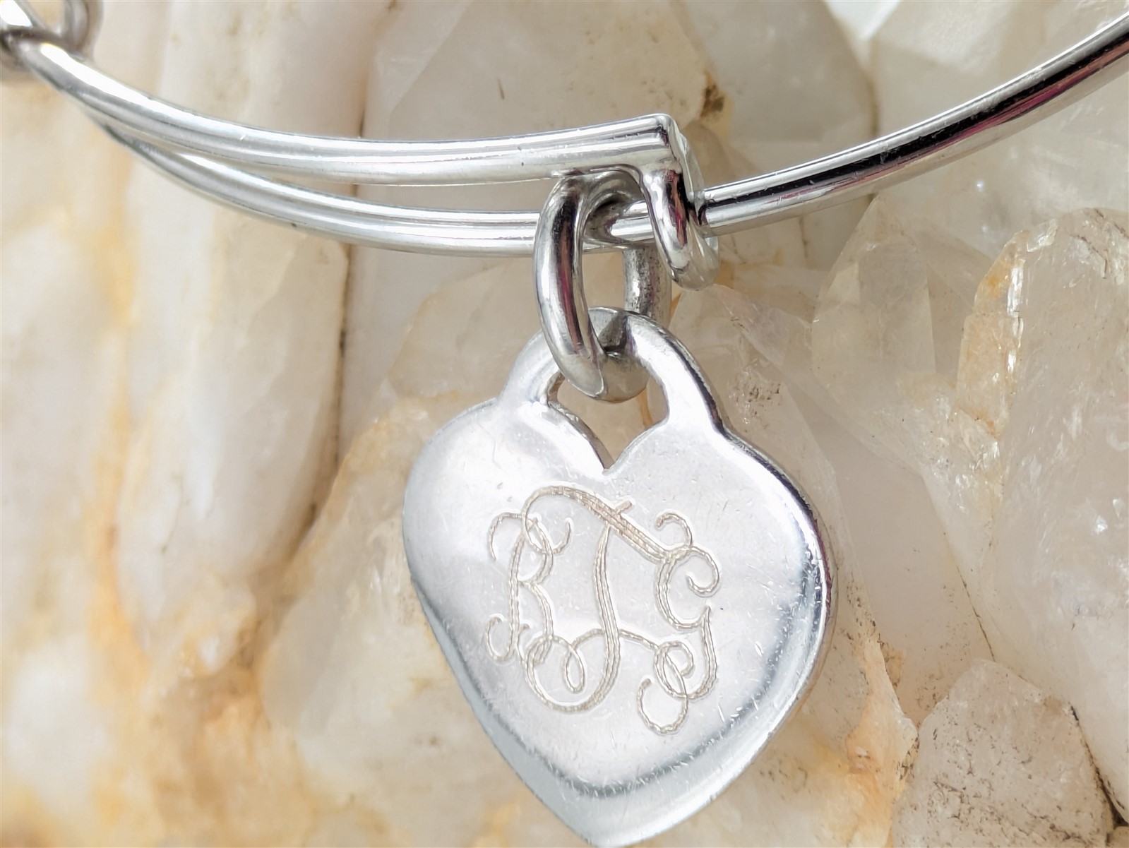 Vintage Solid Sterling Silver BTG Monogramed Hear… - image 5