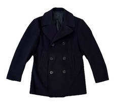 US Navy Peacoat Blue GI Issue Double Breasted Military Vintage Wool Size 36R Y2K