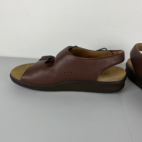 SAS Women’s 10 M Relaxed Heel Strap Sandals Amber Brown Leather Comfort - Picture 5 of 11