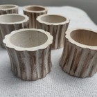 Set Of 6 Handcrafted Round Wooden Ribbed Textured Napkin Rings 1.5” — photo 2