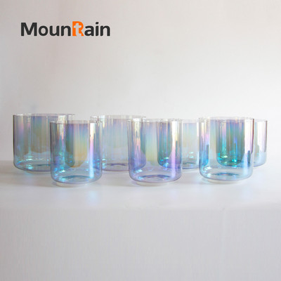 432HZ 7''C4 Rainbow Bath Energy Cosmic Light Clear Crystal Singing Bowl