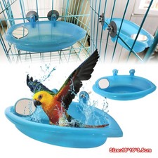 Mini Plastic Bird Cage Bath Basin With Mirror For Small Bird Parrot Bathtub OY