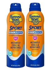 Banana Boat Sport Cool Zone SPF 50 Sunscreen Spray 6oz Lot of 2 Exp 10/26