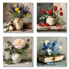 4 Pack Flower Framed Paint by Numbers Kit BKH1874-BKH1875-BKH1876-BKH1877-US