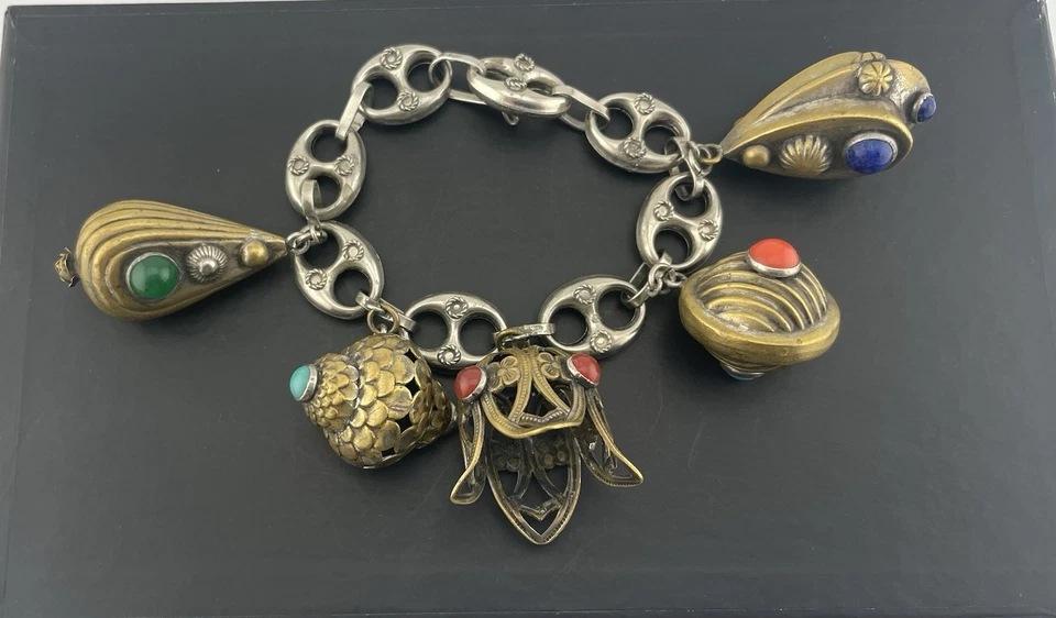 Pulsera Peruzzi Charm Florencia Antigua Vintage Etrusca Art Deco Años 30 Estate Foto 2 de 4