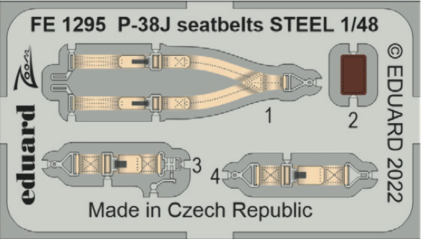 Eduard FE1295 1:48 Lockheed P-38J Lightning seatbelts STEEL