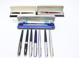 F x10 Vintage Parker Fountain Pens Inc Lacquered Boxed Silver Tone Etc