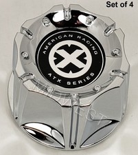 4 New American Racing Atx Series Chrome 1342100011 Snap In Wheel Rim Center Caps