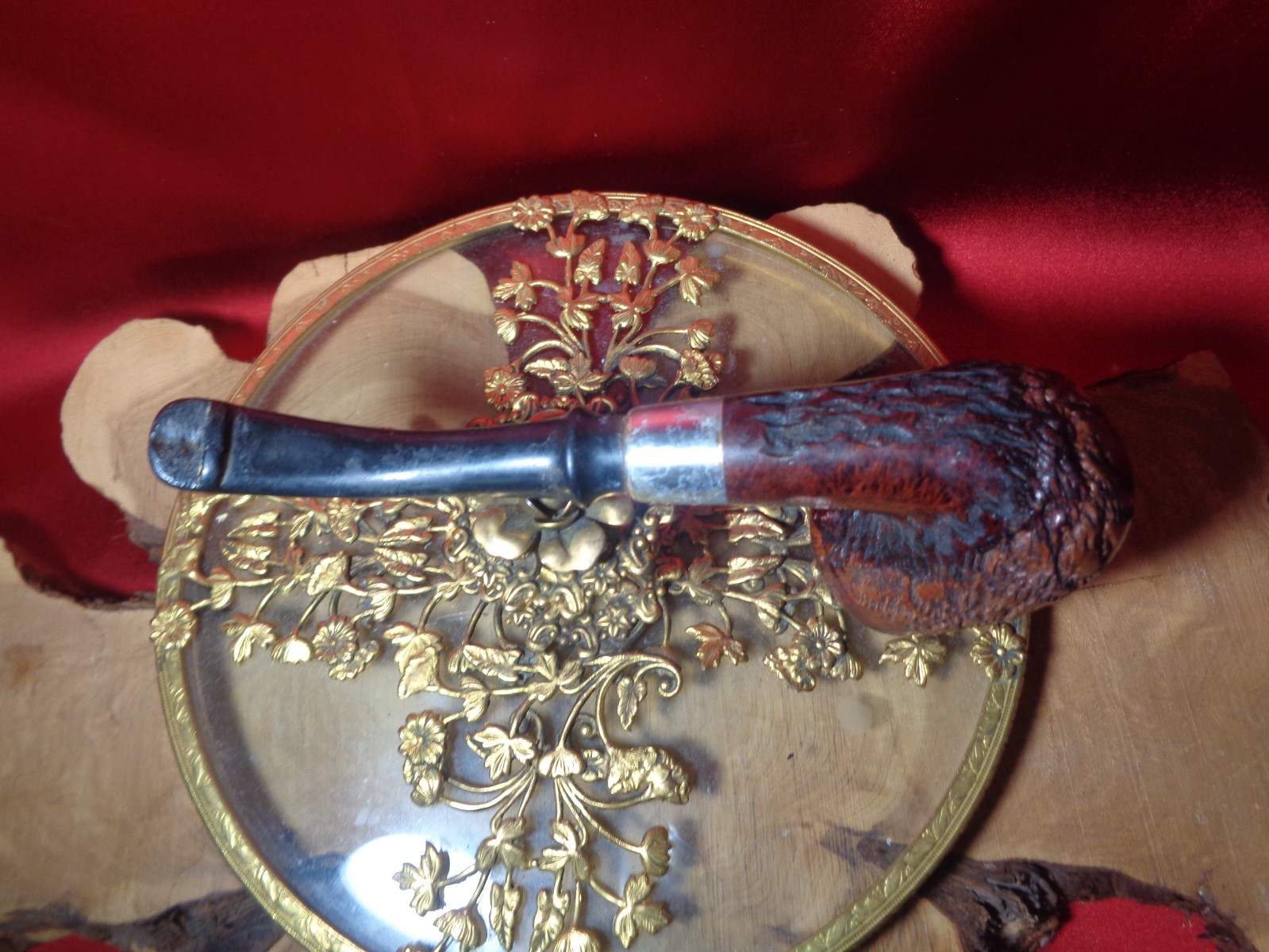 Vtg Rusticated Bent Billiard, imported briar, unstamped